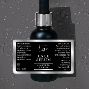 Etiquetas Prata preta 1 OZ 30 ml Frasco Cosmético