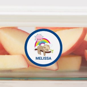 Etiquetas Preguiça preguiçosa bonito com Sun & arco-íris