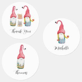 Etiquetas Presente Personalizado de Natal Fofo Vintage Gnomo
