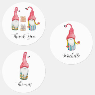 Etiquetas Presente Personalizado de Natal Fofo Vintage Gnomo
