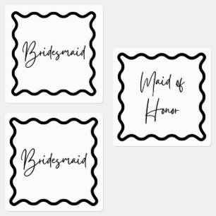 Etiquetas Preto e branco, Bridesmaid e Madrinha de casamento