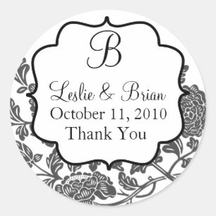 Etiquetas preto e branco Monogrammed do casamento