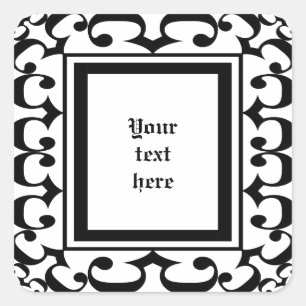 Etiquetas preto e branco ornamentado