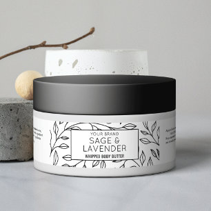 Etiquetas Preto Elegante e Floral Branco 4 OZ Jar Cosmético