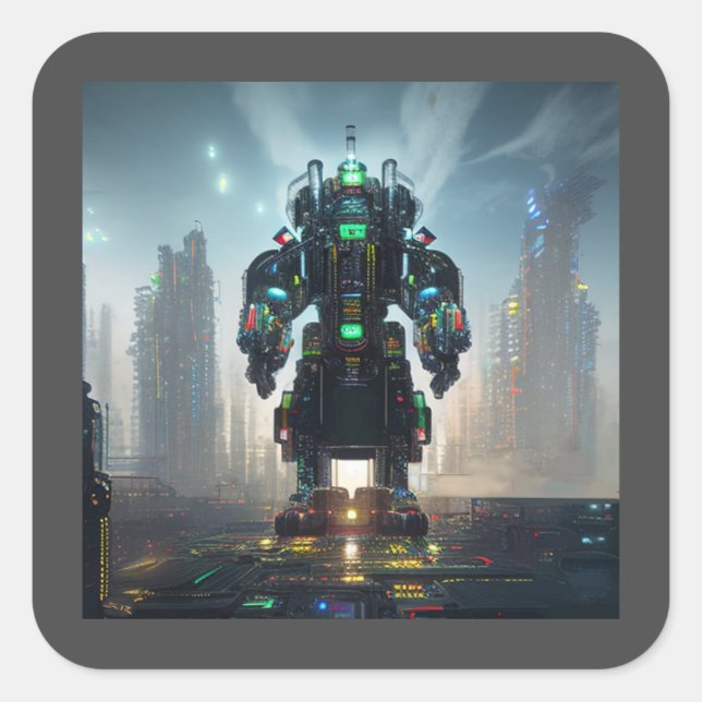 Etiquetas quadradas Robot 4 (Frente)