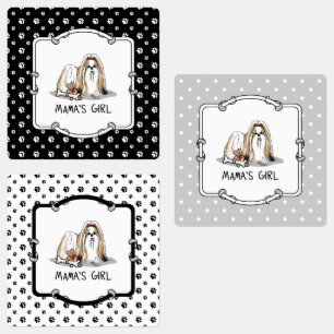 Etiquetas Rapariga da mamãe Shih Tzu (branca-tan) Cachorro M