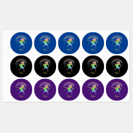 Etiquetas Raring Unicorn with Rainbow Blue Purple