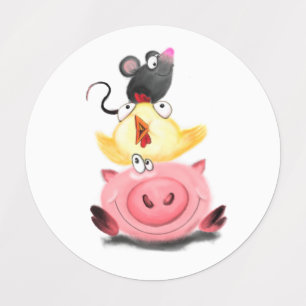 Etiquetas Rato e Pintinho Porquinho dos Melhores Amigos - Ca