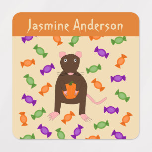 Etiquetas Rato Fofo de Halloween e Abóbora Personalizado