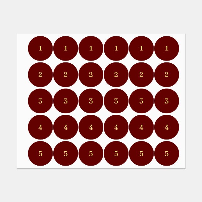 Etiquetas Red and yellow numbered (Folha)