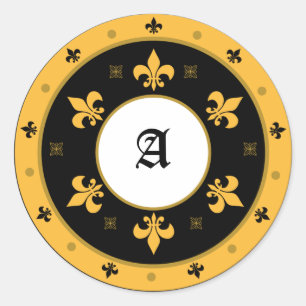 Etiquetas redondas da flor de lis com texto