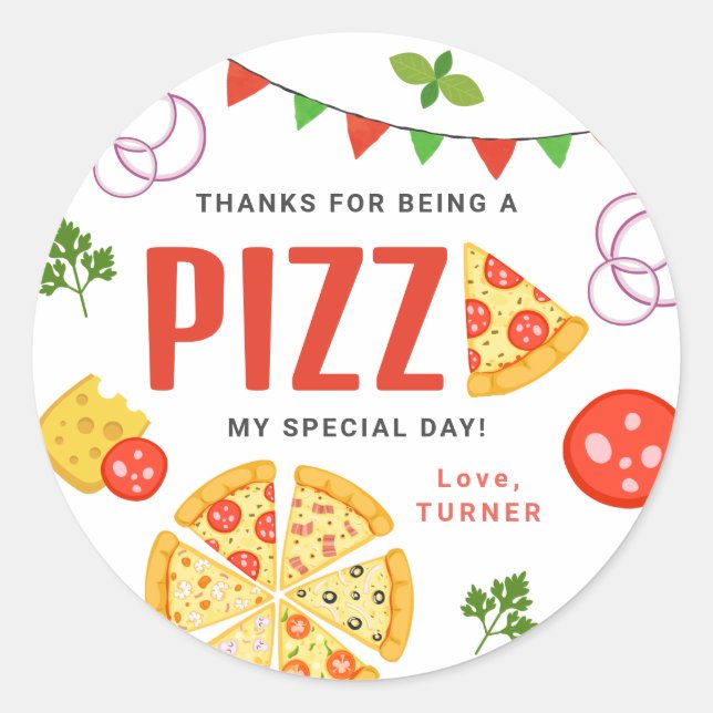 Etiquetas Redondas de Favor de Festa de Pizza (Frente)