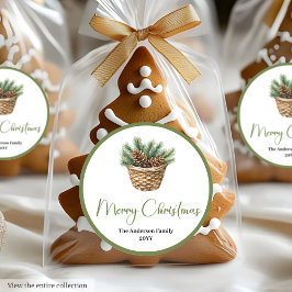 Etiquetas Redondas de Natal Botânicas Bohemianas M