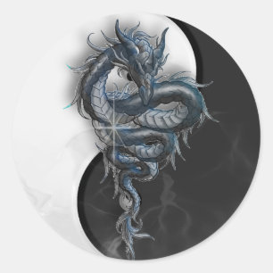 Etiquetas redondas do dragão chinês de Yin Yang