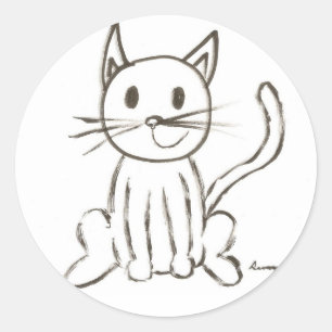 Etiquetas redondas pintadas do gatinho - grupo de