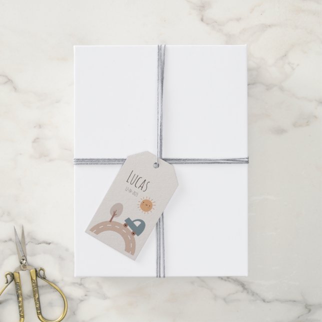 Etiquetas regalo para bebé editable  (Com cordão)