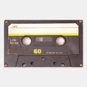 Etiquetas retangulares pretas de fita cassete