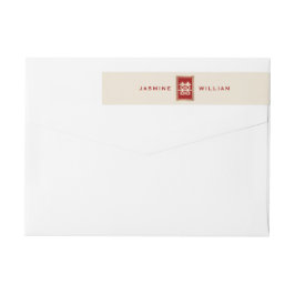 Etiquetas Retângulo Dourado Felicidade Dupla Casamento Chinê