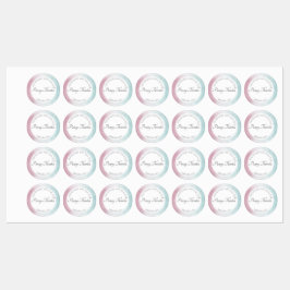 Etiquetas Rosa ao ombré do watercolour de turquesa