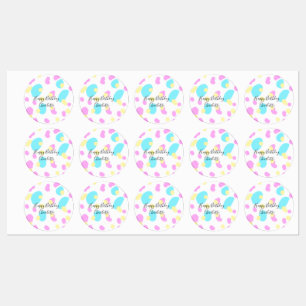 Etiquetas Rosa azul amareloformas abstratas de aniversário i