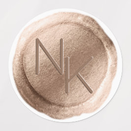 Etiquetas Rosa Gold Foil Wax Seal Iniciais Monograma de Casa