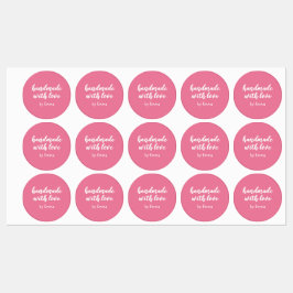Etiquetas Rosa Personalizado Artesanal com Amor Minimalista
