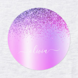 Etiquetas Roteiro Roxo Monograma Glitter Sparkle Girly