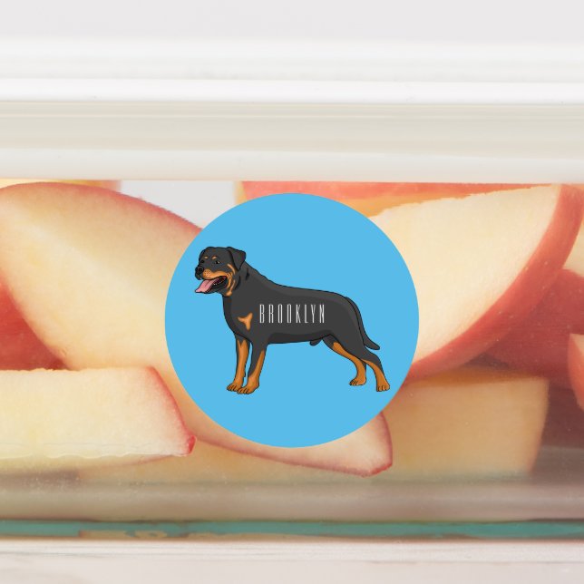 Etiquetas Rottweiler dog cartoon illustration  (Afixado)