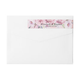 Etiquetas Rótulo de Endereço Floral e Penas Aquarela Elegant