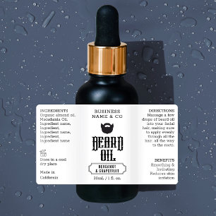 Etiquetas Rótulo de Óleo de Barba Grungente 1 OZ Frasco Cosm