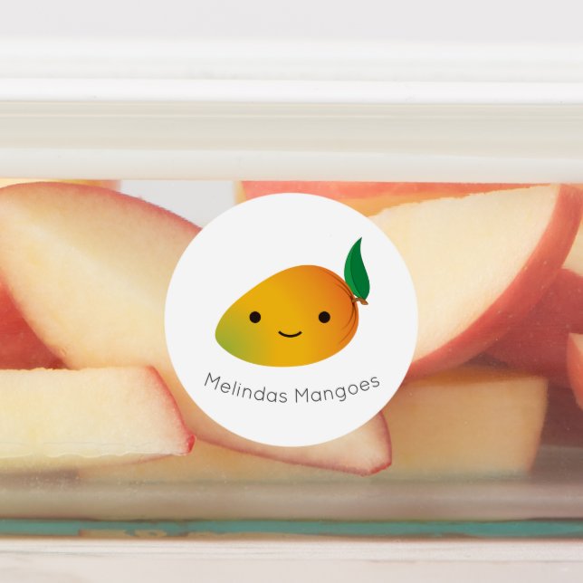 Etiquetas Rótulo Kawaii Mango Cute com nome personalizável (Afixado)