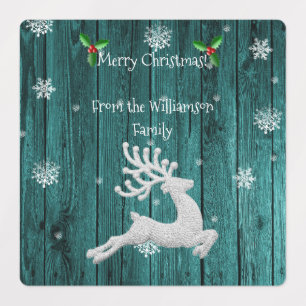 Etiquetas Rótulo Teal Rustic Christmas Reindeer Baking