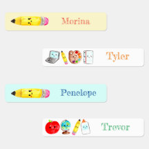 Rótulos de crianças da escola