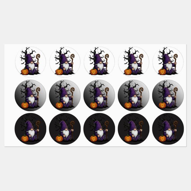 Etiquetas Rótulos de Gnome de Halloween (Folha)