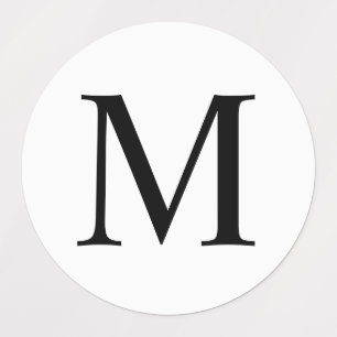 Etiquetas Rótulos de Monograma Elegante Preto e Branco