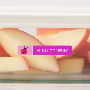 Etiquetas Rótulos de Nome das Crianças de Ladybug Roxos Cor-