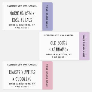 Etiquetas Rótulos de Velas Perfumadas Rosa Violeta Roxo