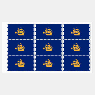 Etiquetas Rótulos patrióticos com a bandeira da Cidade de Qu