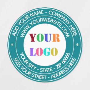 Etiquetas Rótulos Redondos de Texto com Logotipo Personaliza