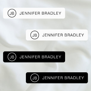 Etiquetas Roupas Personalizadas com Monograma Preto e Branco