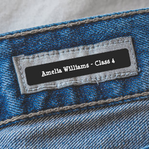 Etiquetas Roupas Personalizadas Preto/Branco de Volta à Esco