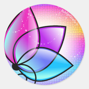 Etiquetas roxas de brilho da flor