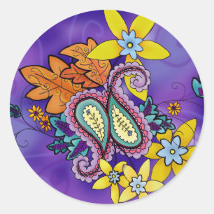 Etiquetas roxas de Paisley