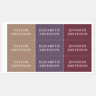 Etiquetas Roxo Mínimo Simples & Tan Adicionar Sua Escola De