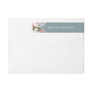 Etiquetas Rustic Dusty Blue Burlap Endereço de Devolução