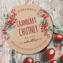 Etiquetas Rústicas Kraft de Chutney de Cranberry p