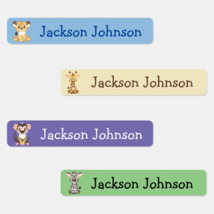 Etiquetas Safari Lion Giraffe Macaco Zebra