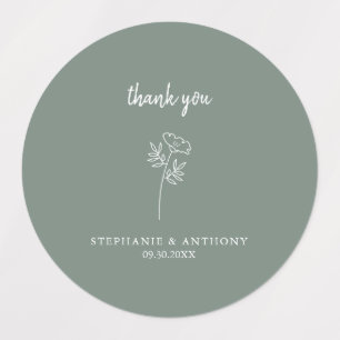 Etiquetas Sage Green Wildflower Wedding Obrigado