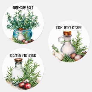 Etiquetas Sal Rosemary e Especiarias caseiras