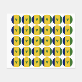 Etiquetas Santo Vincent e bandeira das Granadinas